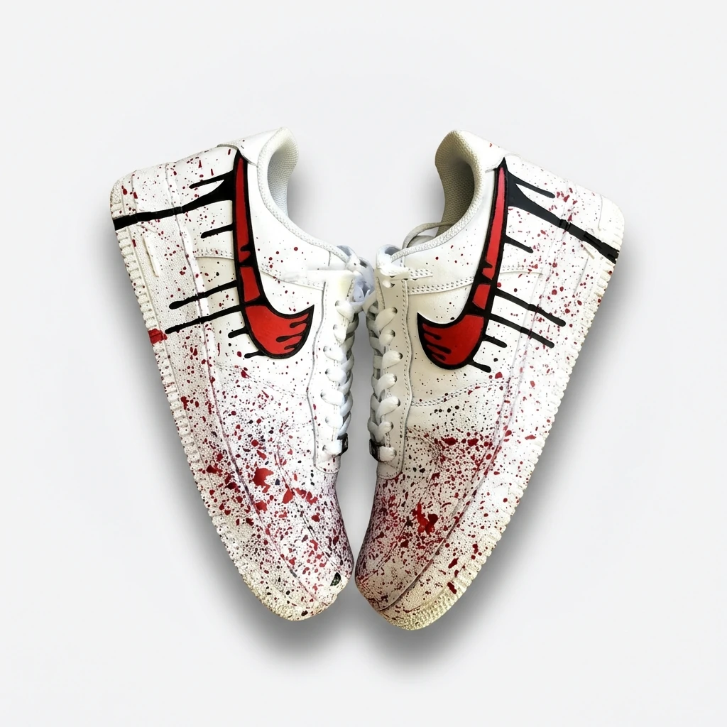 کفش ایرفورس 1 کاستوم طرح Bloody Drip قطره های خونی