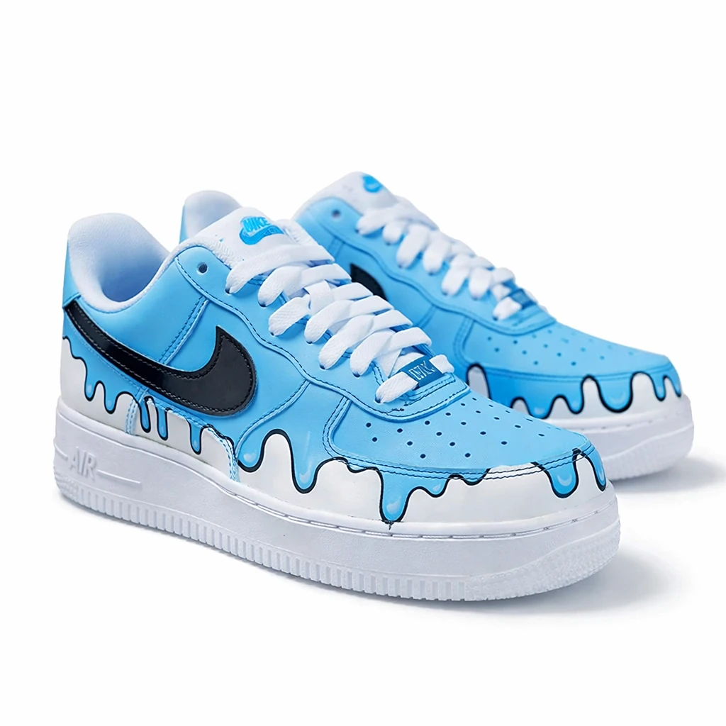 کفش ایرفورس 1 کاستوم طرح Nike Drip نایک آبی