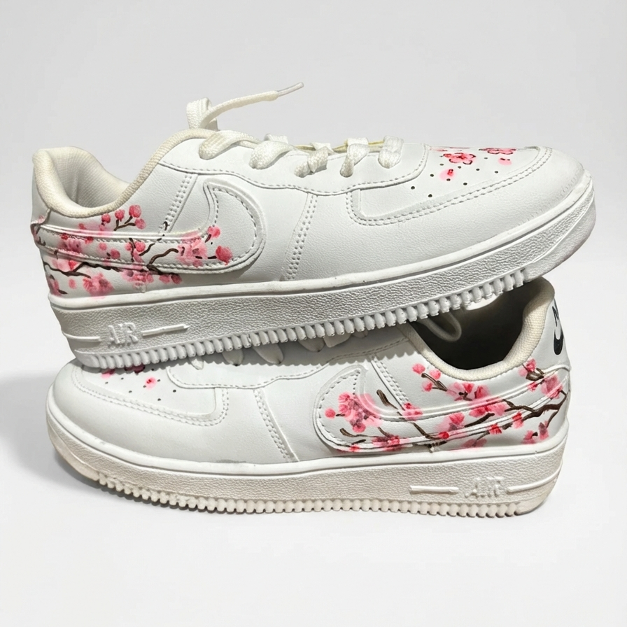 کفش ایرفورس 1 کاستوم طرح Cherry Blossom Print شکوفهٔ گیلاس